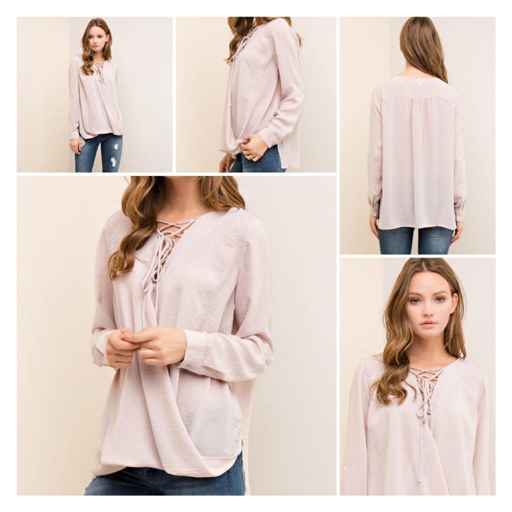 Lace-up Wrap Blouse